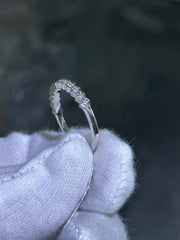 LIV 14k White Gold & Natural White Diamonds Hexagon Design Wedding Band Ring Size 7