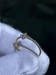 LIV 14k Yellow Gold & Natural White Diamonds Flower Design Wedding Band Ring Size 7