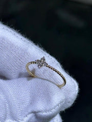 LIV 14k Yellow Gold & Natural White Diamonds Flower Design Wedding Band Ring Size 7