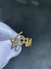 LIV 14k Yellow Gold & Natural White Diamonds LOVE Design Halo Band Ring Sz 8 Gift