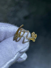 LIV 14k Yellow Gold & Natural White Diamonds LOVE Design Halo Band Ring Sz 8 Gift