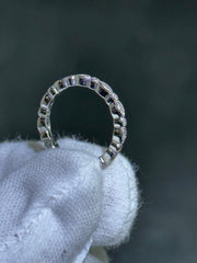 LIV 14k White Gold & Natural White Diamonds Pave Set Eternity Band Ring Sz 4 Gift