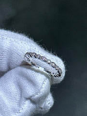 LIV 14k White Gold & Natural White Diamonds Pave Set Eternity Band Ring Sz 4 Gift