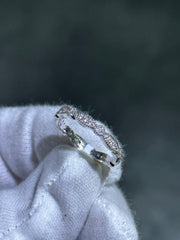 LIV 14k White Gold & Natural White Diamonds Pave Set Eternity Band Ring Sz 6.25 Gift