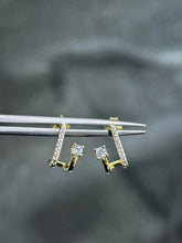 LIV 18k Yellow Gold Sterling Silver White Sapphire Pave Double Halo Stud Earrings