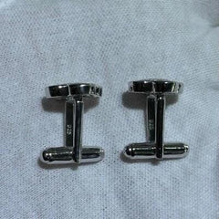 LIV Platinum Sterling Silver .925 Pave White Sapphire Clover Design Cufflinks Gift