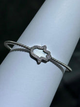 LIV Platinum Sterling Silver Pave White Sapphire Mother of Pearl Hamsa Hand Bracelet