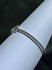 LIV Platinum Sterling Silver Pave White Sapphire Mother of Pearl Hamsa Hand Bracelet