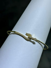 LIV 18k Gold Sterling Silver Pave White Sapphire Snake Design Cable Bangle Bracelet