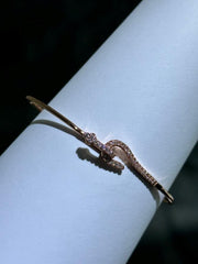 LIV 18k Rose Gold Sterling Silver Pave White Sapphire Snake Design Cable Bracelet