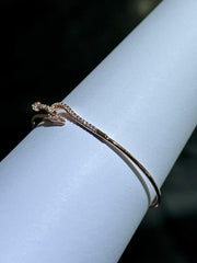 LIV 18k Rose Gold Sterling Silver Pave White Sapphire Snake Design Cable Bracelet