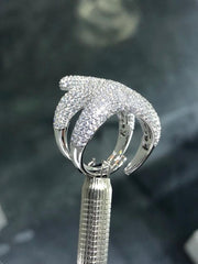 LIV Platinum Sterling Silver Pave White Sapphire Large Unique Star Fish Ring Sz 7