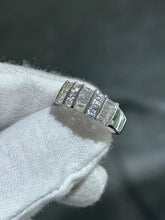 LIV 14k White Gold & Cubic Zirconia Baguette and Round Cut Wide Band Ring Size 7.75