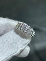 LIV 14k White Gold & Cubic Zirconia Baguette and Round Cut Wide Band Ring Size 7.75