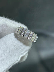 LIV 14k White Gold & Cubic Zirconia Baguette and Round Cut Wide Band Ring Size 7.75