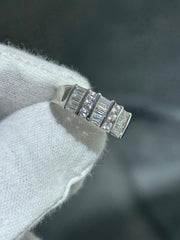 LIV 14k White Gold & Cubic Zirconia Baguette and Round Cut Wide Band Ring Size 7.75