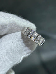 LIV 14k White Gold & Cubic Zirconia Baguette and Round Cut Wide Band Ring Size 7.75