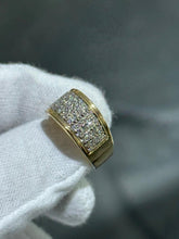 LIV 14k Yellow Gold & Diamonds 10mm Wide Pave Design Halo Dome Band Ring Size 5.75