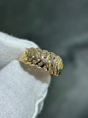 LIV 14k Yellow Gold & Diamonds Channel Set Design Unique Halo Band Ring Size 6.5