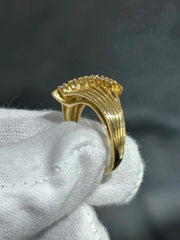 LIV 14k Yellow Gold & Diamonds Open Wave Design Long Halo Band Ring Size 6 Gift