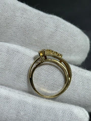 LIV 14k Yellow Gold & Diamonds Open Wave Design Long Halo Band Ring Size 6 Gift