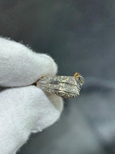 LIV 14k Two Tone Gold & Diamonds Pave Set Wave Design Wide Band Ring Size 5.75