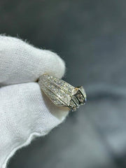 LIV 14k Two Tone Gold & Diamonds Pave Set Wave Design Wide Band Ring Size 5.75