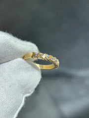 LIV 14k Yellow Gold & Diamonds Prong Set Thin Design Stackable Band Ring Sz 5.75