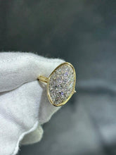 LIV 14k Yellow Gold & Diamonds Vintage Oval Halo Design Long Band Ring Sz 5.5 Gift