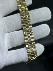LIV 14k Yellow Gold Vintage Rolex Design Flat Link Bracelet 7" Length 30 Grams Gift