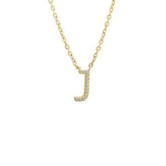 LIV 18k Gold Sterling Silver & Diamonds Initial J Station Halo Necklace 16" L Gift