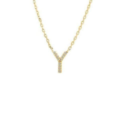LIV 18k Gold Sterling Silver & Diamonds Initial Y Station Halo Necklace 16" L Gift
