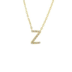 LIV 18k Gold Sterling Silver & Diamonds Initial Z Station Halo Necklace 16" L Gift