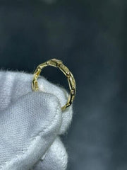 LIV 14k Yellow Gold Natural White Baguette Diamond Open Link Band Ring Size 7 Gift