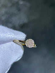 LIV 14k Yellow Gold Natural White Diamonds Pave Halo Band Stack Ring Size 7 Gift