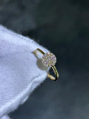 LIV 14k Yellow Gold Natural White Diamonds Pave Halo Band Stack Ring Size 7 Gift