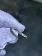 LIV 14k White Gold & Natural Diamonds Round Cut Eternity Band Stack Ring Size 5 Gift