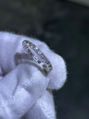 LIV 14k White Gold & Natural Diamonds Round Cut Eternity Band Stack Ring Size 5 Gift