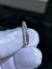 LIV 14k White Gold & Natural Diamonds Round Cut Eternity Cable Band Ring Size 6.5