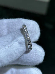 LIV 14k White Gold & Natural Diamonds Round Cut Eternity Cable Band Ring Size 6.5