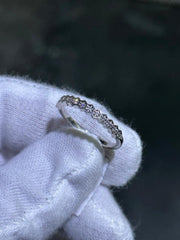 LIV 14k White Gold & Natural White Diamonds Hexagon Design Wedding Band Ring Size 7