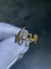 LIV 14k Yellow Gold & Natural White Diamonds LOVE Design Halo Band Ring Sz 8 Gift