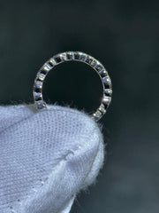 LIV 14k White Gold & Natural White Diamonds Pave Set Eternity Band Ring Sz 4 Gift