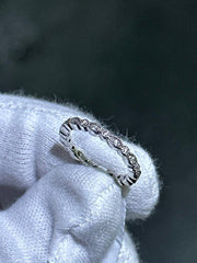 LIV 14k White Gold & Natural White Diamonds Pave Set Eternity Band Ring Sz 4 Gift