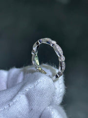 LIV 14k White Gold & Natural White Diamonds Pave Set Eternity Band Ring Sz 6.25 Gift