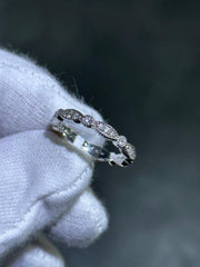 LIV 14k White Gold & Natural White Diamonds Pave Set Eternity Band Ring Sz 6.25 Gift