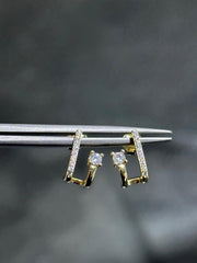 LIV 18k Yellow Gold Sterling Silver White Sapphire Pave Double Halo Stud Earrings