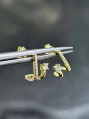 LIV 18k Yellow Gold Sterling Silver White Sapphire Pave Double Halo Stud Earrings