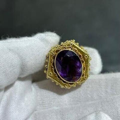 LIV 18k Yellow Gold Vintage Italian Etruscan Multi Gems Large Charm Pendant 26.8 Gr