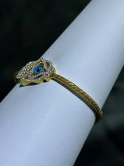 LIV 18k Gold Sterling Silver Pave White Sapphire Evil Eye Hamsa Hand Cable Bracelet